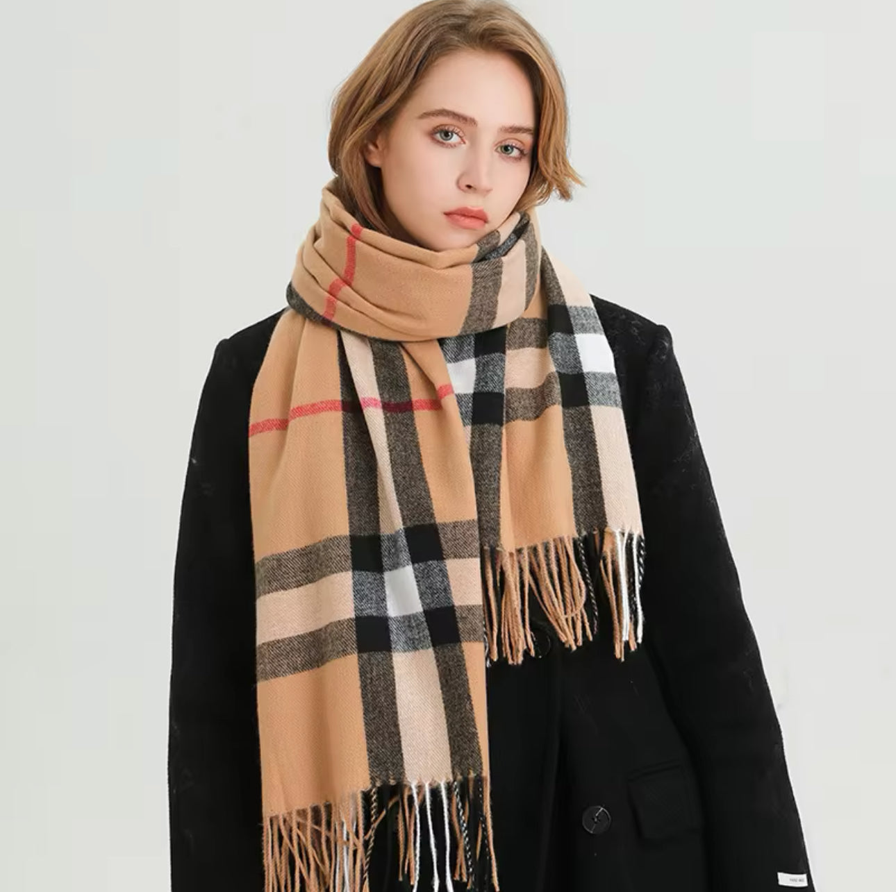 Plaid Cashmere Scarf