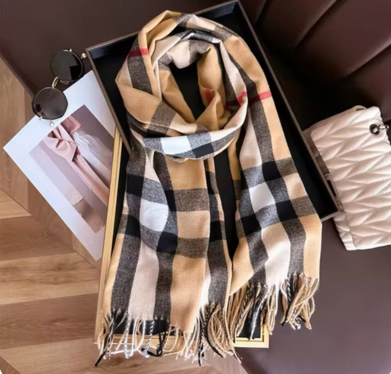 Plaid Cashmere Scarf