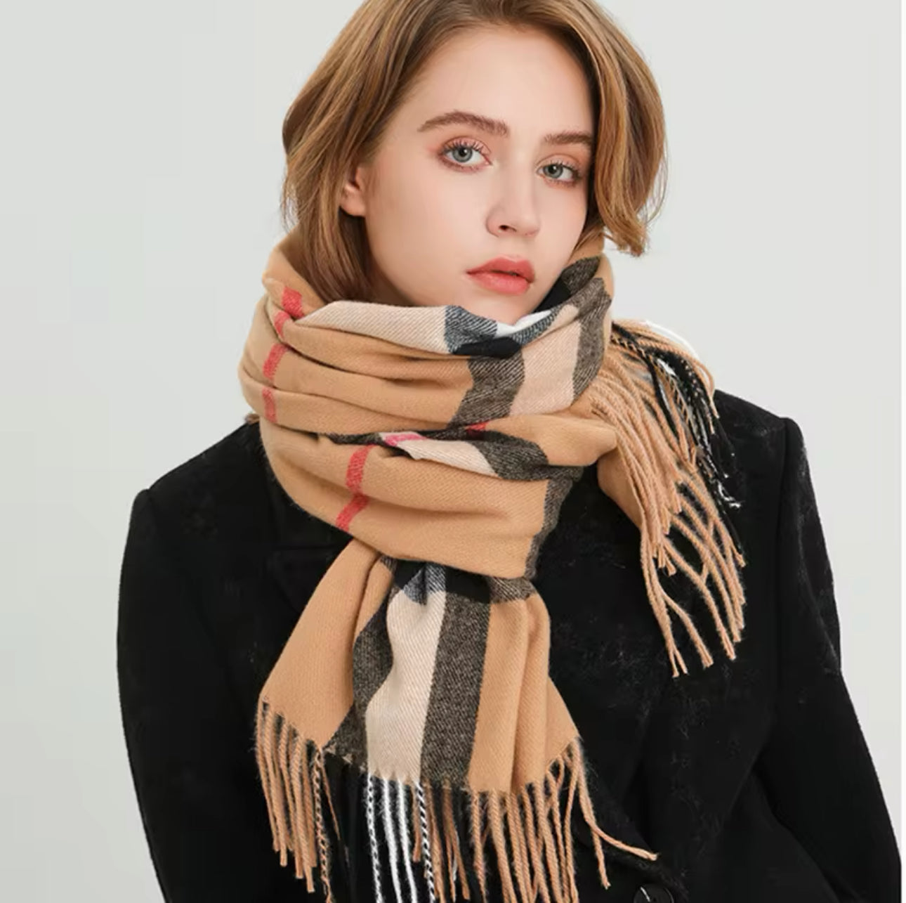 Plaid Cashmere Scarf